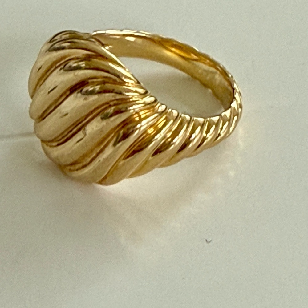 David Yurman 18k YG Ribbed CABLE collection Pinky Ring sz 3.5
